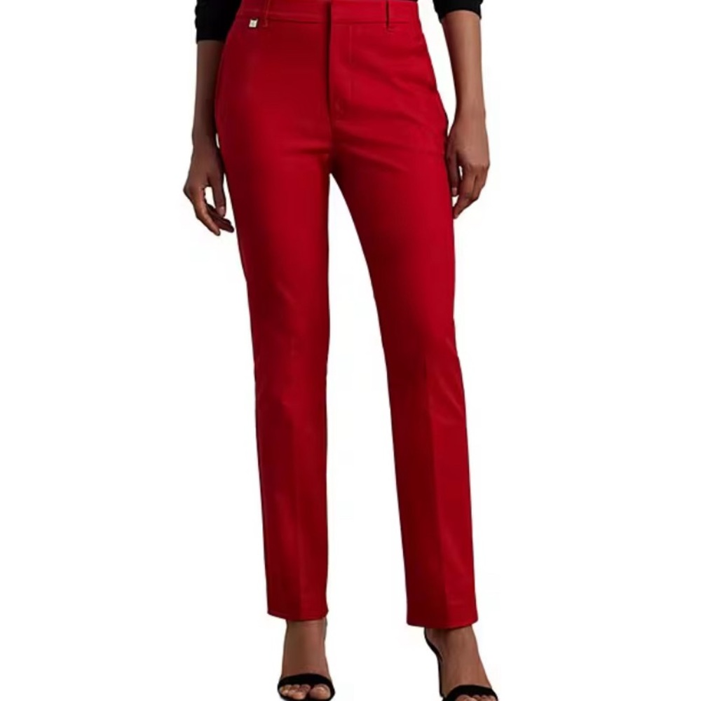 Lauren Ralph Lauren Double-Faced Stretch Red Cotton Pants Size 12